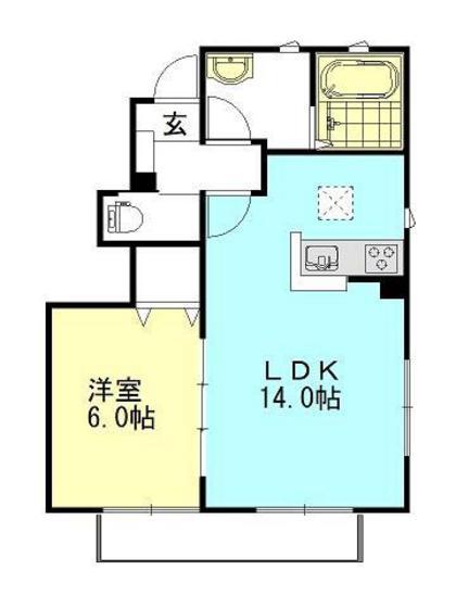 CALM HILLS 6番館(1LDK/1階)の間取り写真