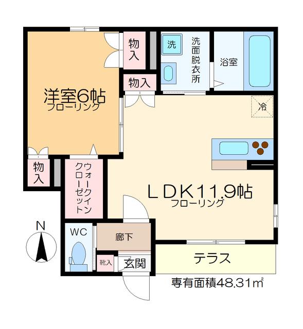 DOLCE VITA(1LDK/1階)の間取り写真