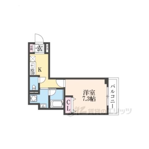 INOVE寝屋川大利元町(1K/3階)の間取り写真