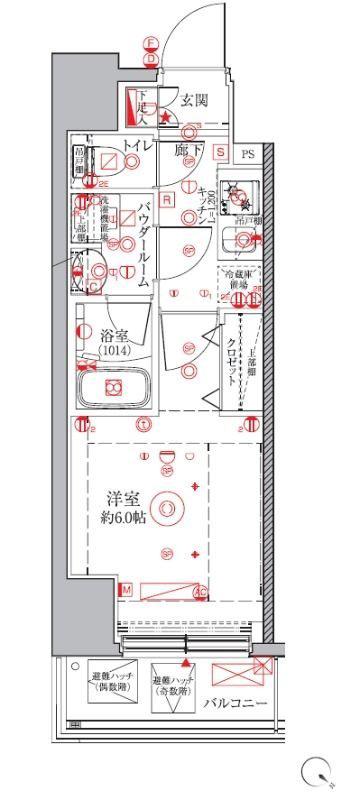 クレイシアIDZ横浜桜木町(1K/7階)の間取り写真