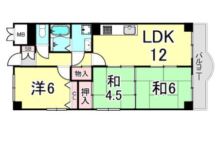ラフィーネ甲子園(3LDK/1階)の間取り写真