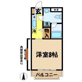 プリムヴェール聖蹟(1K/4階)の間取り写真