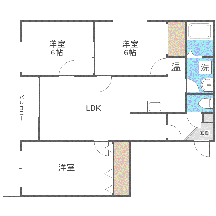 リップル西岡(3LDK/4階)の間取り写真