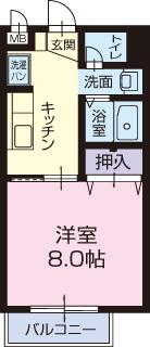 PARADISE NOBATA(1K/2階)の間取り写真