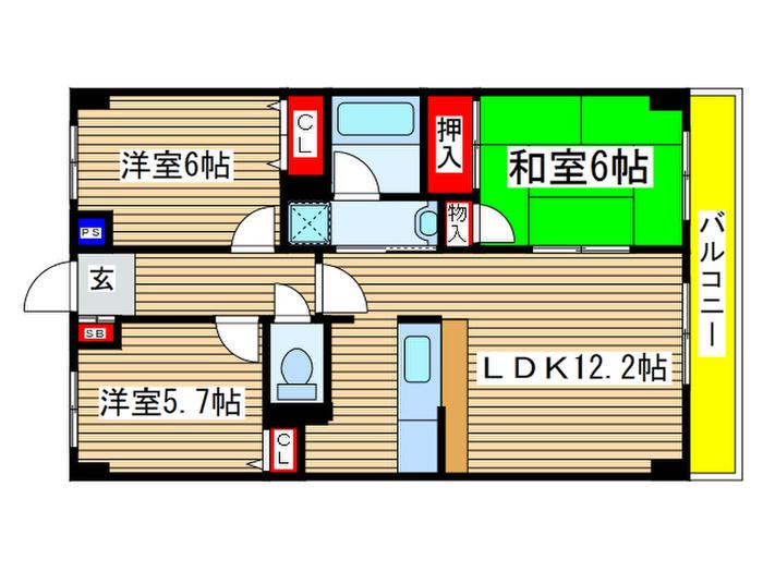 スターハイム朝霞(3LDK/3階)の間取り写真