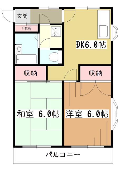 ベルハイツ美住(2DK/2階)の間取り写真