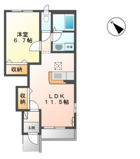 JR仙石線 石巻駅 徒歩24分 2階建 築10年(1LDK/1階)の間取り写真