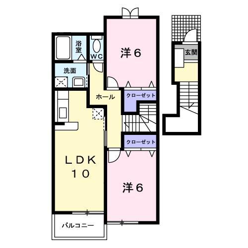 ベルアンジュ(2LDK/2階)の間取り写真