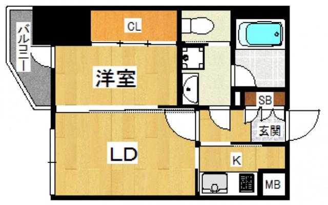 レジデンス千早スクエア(2K/3階)の間取り写真
