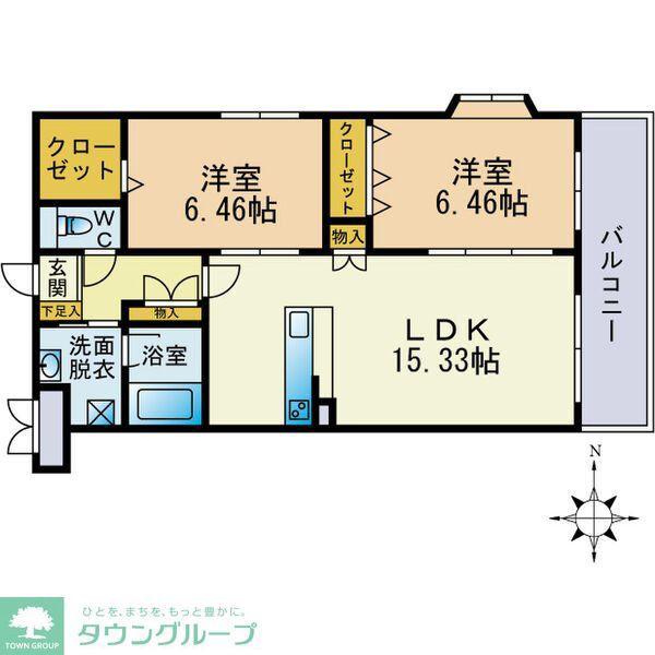 アンビシャス・Ⅱ(2LDK/1階)の間取り写真