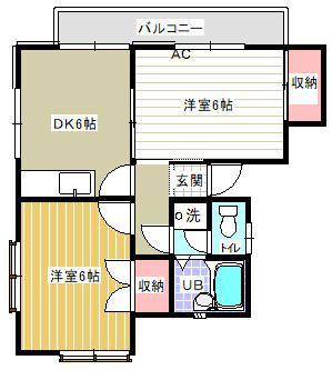 安針台壱番館(2DK/2階)の間取り写真