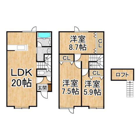 セルシオ駒場3号館(3LDK/1階)の間取り写真