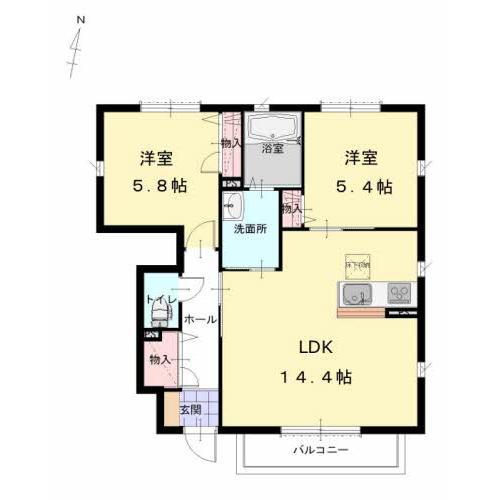 プルミエ25(2LDK/1階)の間取り写真