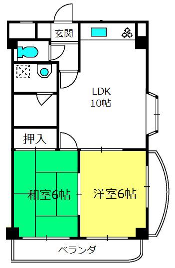 TS司ハイム南浦和(2LDK/2階)の間取り写真