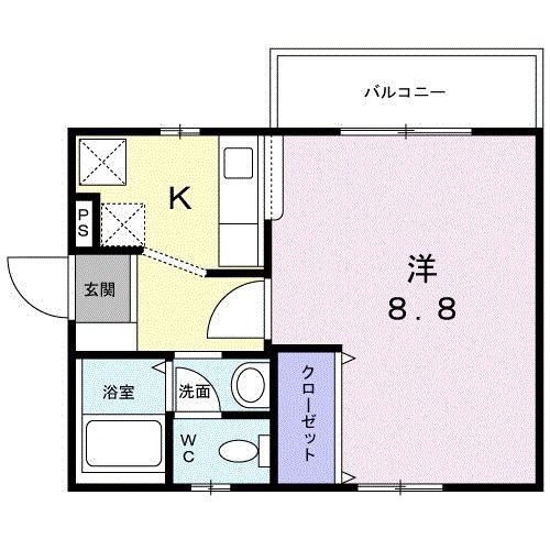 セントサウス(1K/2階)の間取り写真