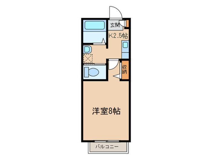 DIAS TOWN 大清水D棟(1K/2階)の間取り写真