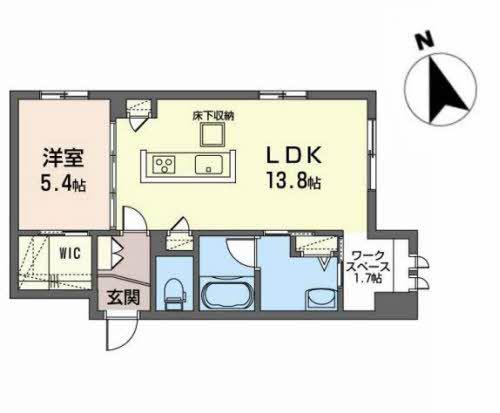 ベルク吉岡南(1LDK/1階)の間取り写真