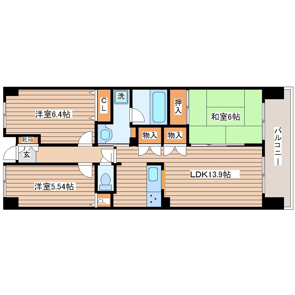 コープ野村長町南プレシオ(3LDK/5階)の間取り写真