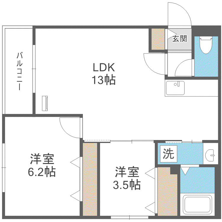 PRECIOUS KITA24(2LDK/1階)の間取り写真