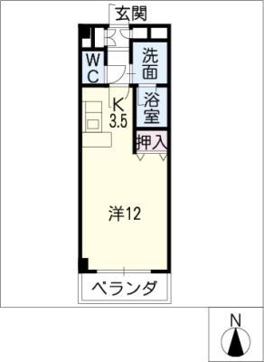 RISハイム(ワンルーム/3階)の間取り写真