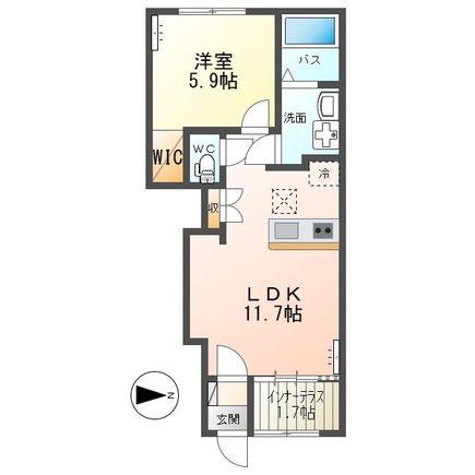 日立市水木町2丁目アパート(1LDK/1階)の間取り写真