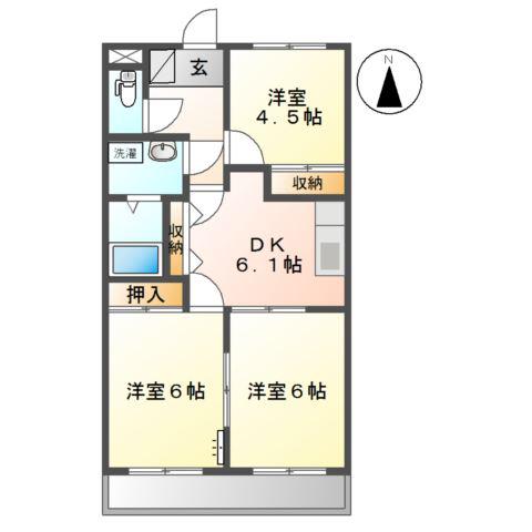 ベルード(3DK/2階)の間取り写真