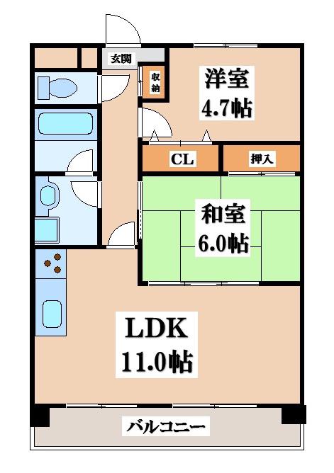 ツール・ド・オルフェ(2LDK/5階)の間取り写真