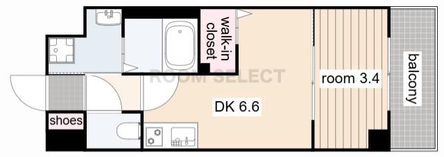 プレイズシード浄心アセント(1DK/12階)の間取り写真