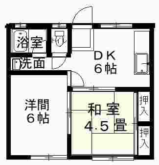 花崎マンション(2DK/1階)の間取り写真