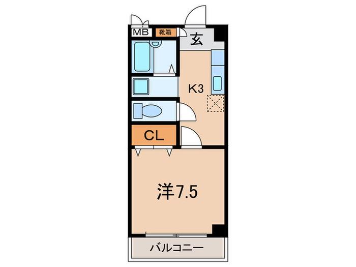 チャペルヒル東大井(1K/1階)の間取り写真