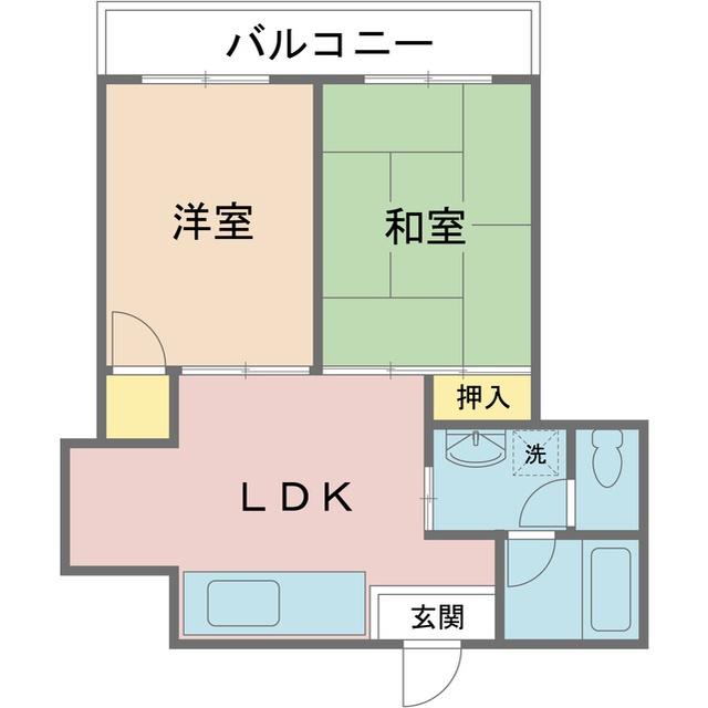 嵜本レジデンス難波南II(2DK/5階)の間取り写真