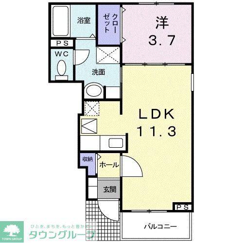 ミストラルA(1LDK/1階)の間取り写真