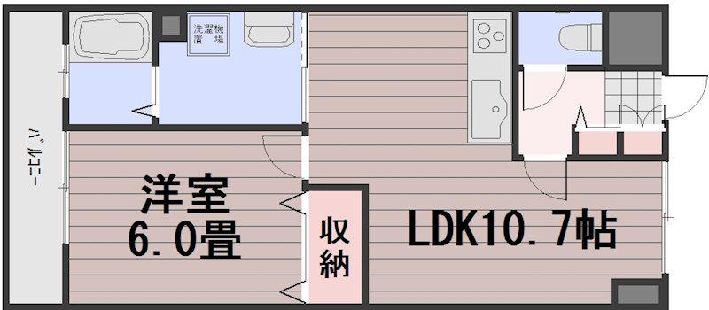 ロンディーネ福富I(1LDK/3階)の間取り写真