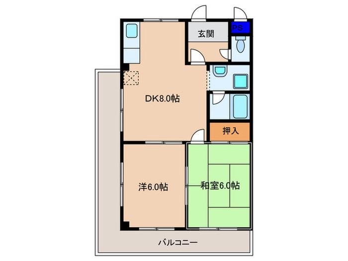 ライラック篠原(2DK/2階)の間取り写真