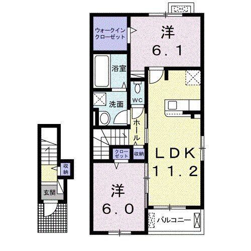 リーベリーB(2LDK/2階)の間取り写真