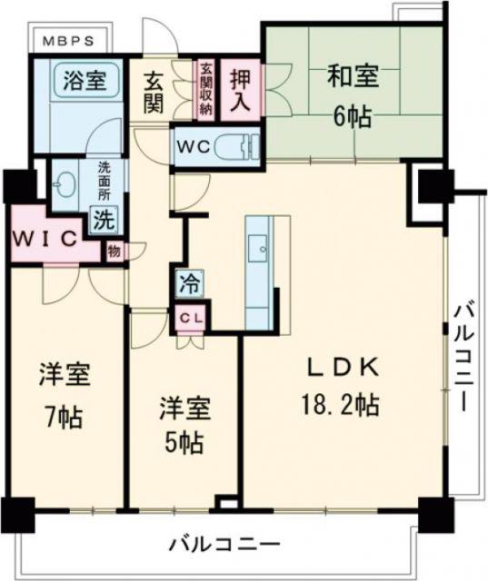 ライオンズタワー相模原ステーショングランデ(3LDK/24階)の間取り写真