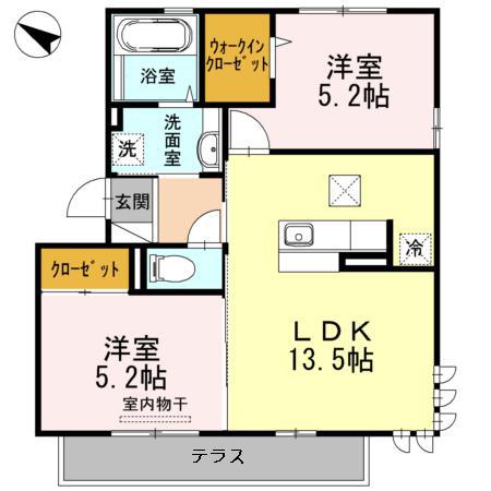AMABILE・CANTABILE AMABILE(2LDK/1階)の間取り写真