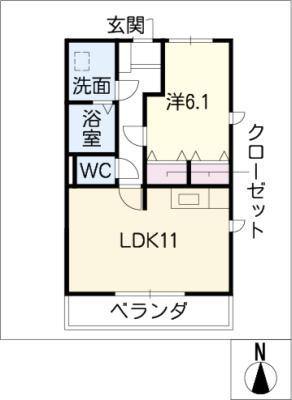 ウィステリア・レイ1番館(1LDK/1階)の間取り写真