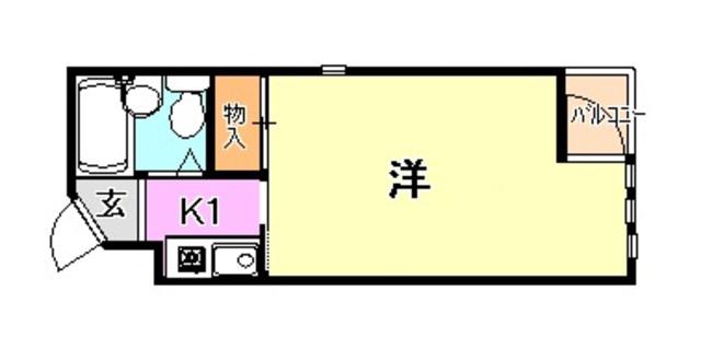 KF中山手マンション(1K/1階)の間取り写真