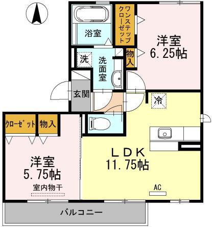 ハロディア(2LDK/3階)の間取り写真
