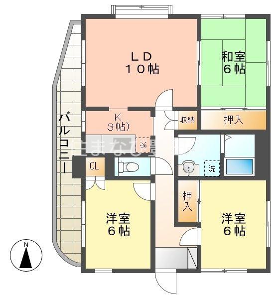 ホワイトアンジェ(3LDK/5階)の間取り写真