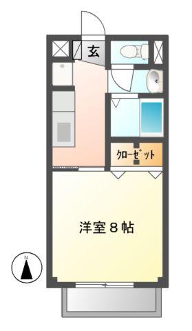 サープラスKおおさわ(1K/2階)の間取り写真