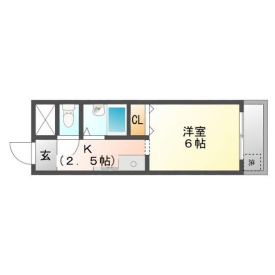 ラフィネ天満(1K/3階)の間取り写真