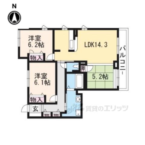 地下鉄烏丸線 北山駅(京都) 徒歩10分 2階建 築10年(3LDK/2階)の間取り写真