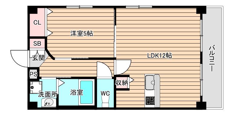 ベリーウェル福島(1LDK/7階)の間取り写真