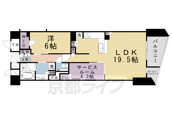 ブランズ京都河原町通(1LDK/5階)の間取り写真