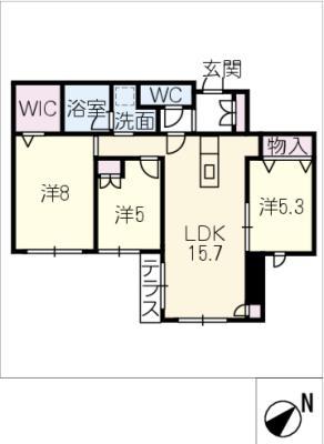 セレニティー本山(3LDK/1階)の間取り写真