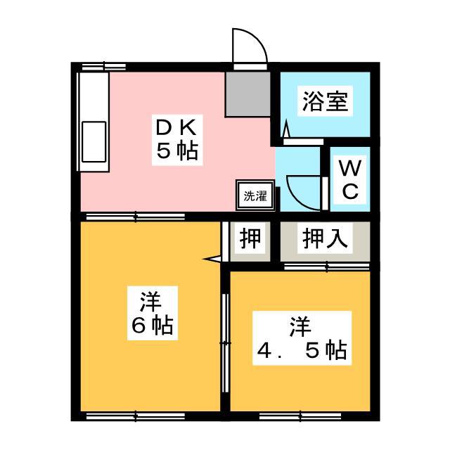 フジビューハイツC(2K/1階)の間取り写真