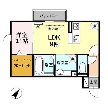 シェモア(1LDK/2階)の間取り写真