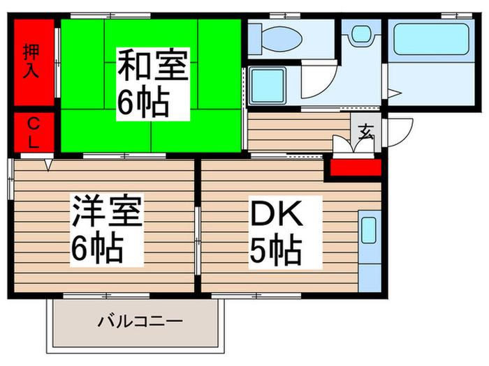 ディアス常盤(2DK/2階)の間取り写真